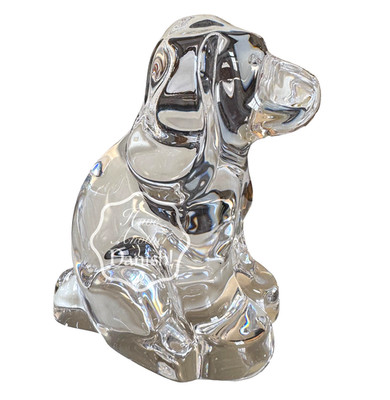 Orrefors Sweden Crystal Figurine Puppy Dog Hound 5''H Signed Paperweight MINT