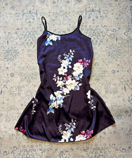 Women s Floral Full Slip Spaghetti Straps Purple Size M Regular