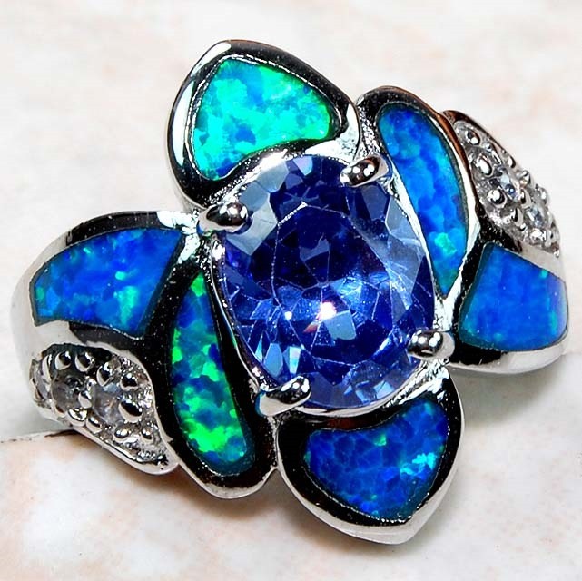 Australian Opal Inlay 925 Genuine Sterling Silver Ring Sz 7 GA4-3