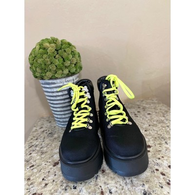 Steve Madden Olive Green and Black Hiking Boots with Yellow Laces HIKER Tan Multi Platform Lug Lace-Up Women main image 4