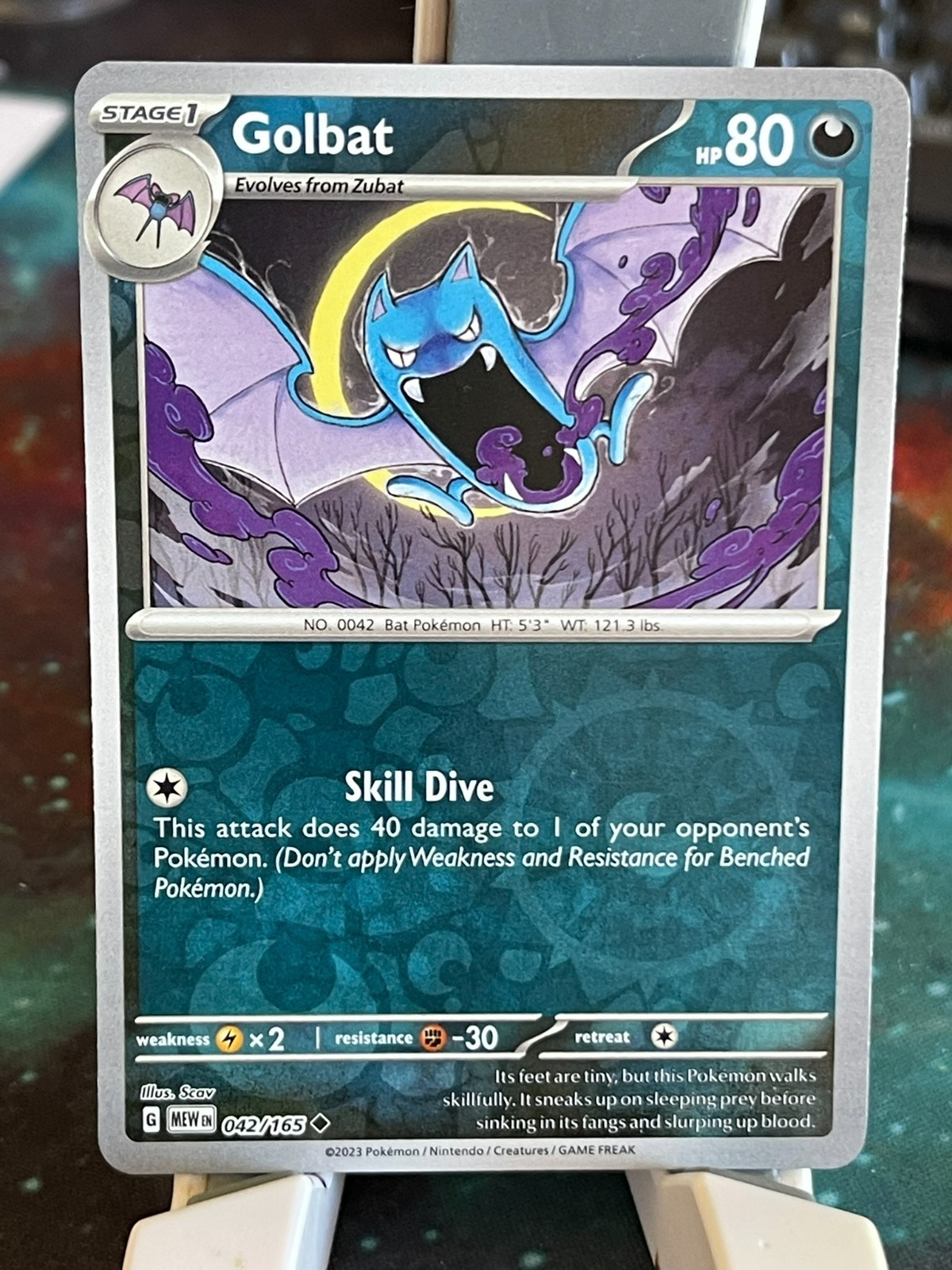 POKEMON GOLBAT 042/165 UNCOMMON REVERSE HOLOFOIL SCARLET & VIOLET 151 NM CARD