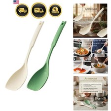 Large Silicone Cooking Spoon 2PC, 12 -inch Non-Stick Spoonula set Deep Bolw ...