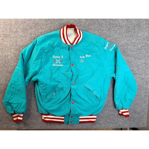 Vintage Jekasa Mens XL Teal Nylon Bomber Jacket 2004 Baseball USA Made Y2K - Afbeelding 1 van 9