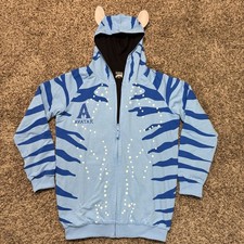 AVATAR Reversible Navi Hoodie Ears Glow Dark Full Zip Sweater Disney Blue Pandor