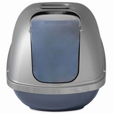 Petmate Jumbo Hooded Cat Litter Pan - Enclosed Litter Box, XL, Pearl Silver