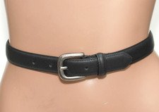 JANIE  JACK Kids Black Leather Dress Belt Silver Buckle - SIZE 10/XS - 27" Long
