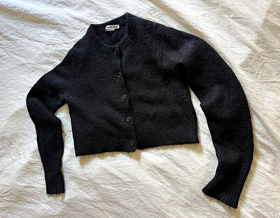 Acne Studios Women s M Black Knit Mohair Wool Button-Front Collared Cardigan