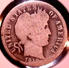 191O BARBER SILVER DIME 10C