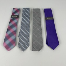 Michael Kors Men's Classic Lot of 4 Premium Polyester/Silk Ties Assorted-OS