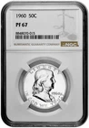 1960 50C Proof Silver Franklin Half Dollar NGC Graded PF 67 in New Holder White