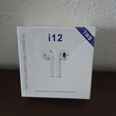 TWS True Wireless Stereo i12 Earbuds White Auto Pairing 5.0 Auto Power On NIB