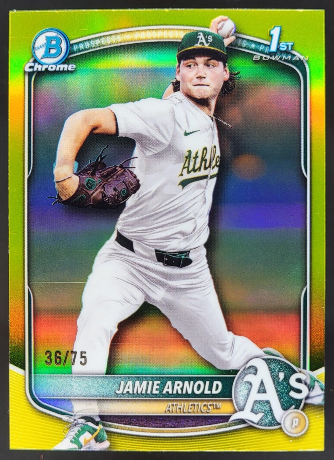 2025 Bowman Draft Jamie Arnold Chrome Yellow Refractor /75 1st Athletics AL2