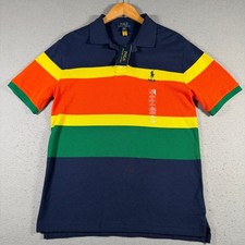 Ralph Lauren Polo Shirt Youth XL 18-20 Multicolor Striped Loud New Classic