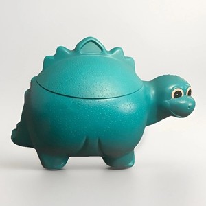 Vintage Rubbermaid Dinosaur Teal Green Removable Lid Toy Box Storage Chest