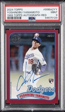 2024 TOPPS 1989 TOPPS BB AUTOS SER 2-RED #89BA2YY YOSHINOBU YAMAMOTO 7/25 PSA 9