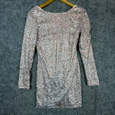Charlotte Russe Bling Mini Dress Womens XS Pink Silver Sequin NYE Party HOCO