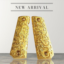1911 full size Gold plated rameado floral Premium mexican style gun pistol grips