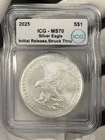 2025 'Struck Thru' ERROR American Silver Eagle ASE $1 ICG MS70 Initial Release