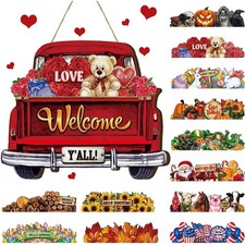 13pcs Valentine's Day Interchangeable Welcome Sign for Front Door Farmhouse T...