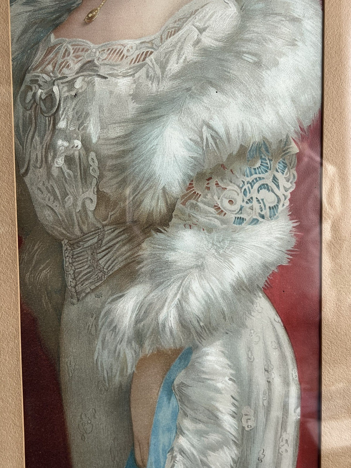 Antique Original Walk-Over Boot Shoes Advertising Yard Long Lady Frame Wavy Glas