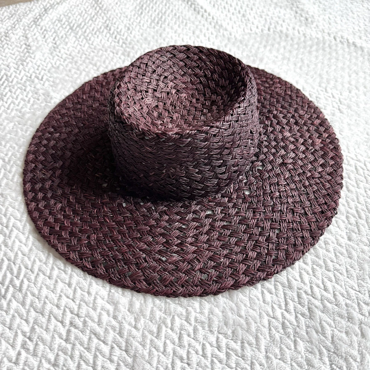 Lack of Color Straw Sun Hat Womens S Burgundy Wide Brim UPF50+ Beach Resort Boho Straw Lack Of Color for Women for sale | eBay main image 3