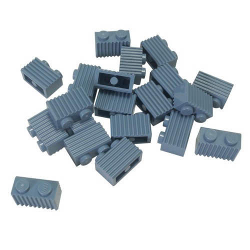 10 NEW LEGO Brick, Modified 1 x 2 with Grille (Flutes) Sand Blue