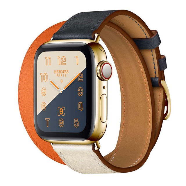 Apple Watch Series 4 Hermès 40 mm Stainless Steel Case with Indigo/Craie/Orange Swift Leather