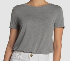  125 Elodie Womens Grey Crew Neck Thong Cut Short Sleeve T-Shirt Bodysuit Size S