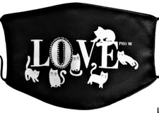 Love Cats Kittens Pets Fashion Face Mask Washable Adjustable Unisex Cotton