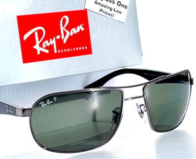 NEW Ray Ban Gunmetal & Black POLARIZED Green Lens Sunglass RB3492