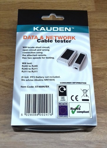 Kauden Cat5e Cat6 Cat6a Network Patch Cable Tester UTP FTP RJ45 RJ11 XT468N - Picture 3 of 4