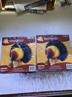 DesignWare Thanksgiving Turkey Honeycomb Table Centerpiece New Lot Of 2