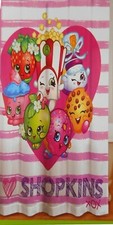 Shopkins Shower Curtain / Shower Hooks Set 72x72 Kid's Bath Set NWT