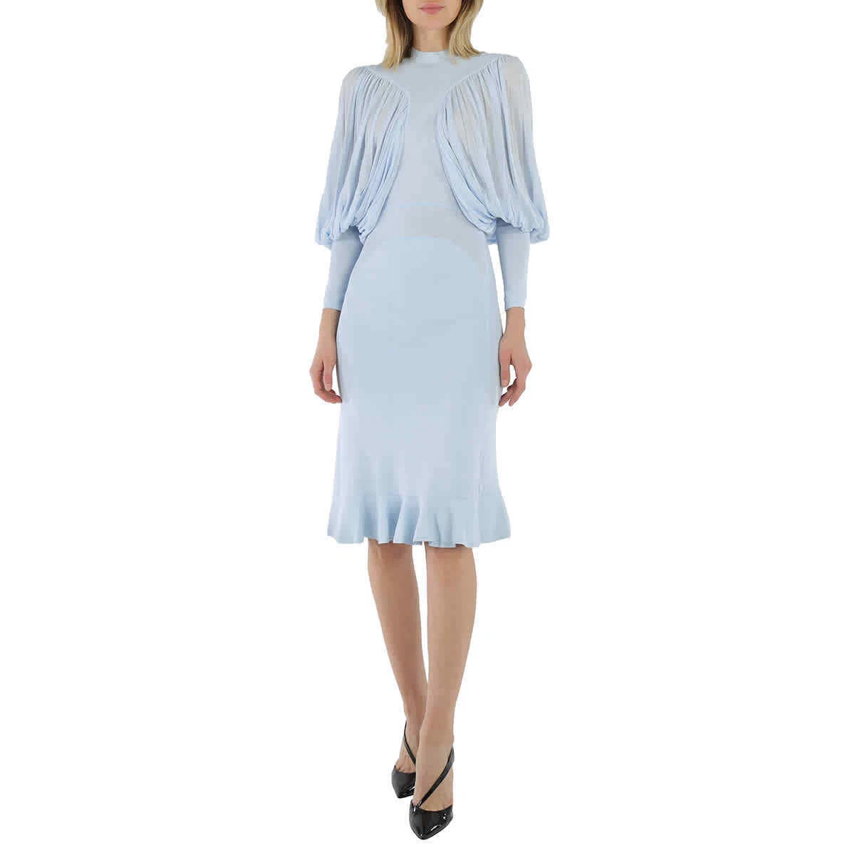 Burberry Ladies Pale Blue Puff sleeve Jersey Dress eBay