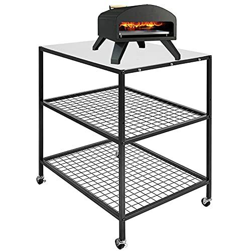 Outdoor Pizza Oven and BBQ Table with Wheels for Ooni Dallonda Nero Fresh Grills - Picture 1 of 5