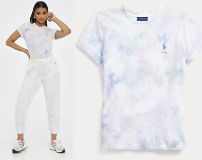 POLO RALPH LAUREN TIE-DYE Paint-Splatter T-shirt Batik Shirt Top Bluse Tee L