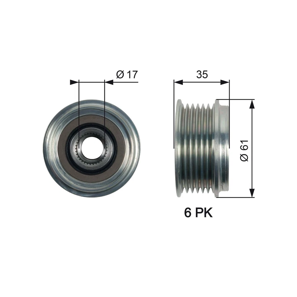 Alternator Pulley Fits Audi A7 A8 Q5 4E 4G 4H 4N 8R FY 2.8 3.0 3.2 4.2 6617PAO - Image 2 of 3