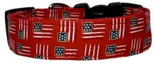 Mini Metallic Flags Red Patriotic Handmade Dog Collar