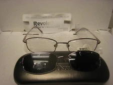 NEW Revolution Eyeglass Frame W/ Magnet sun shade REV 539  PINK 52-18-140 w/case