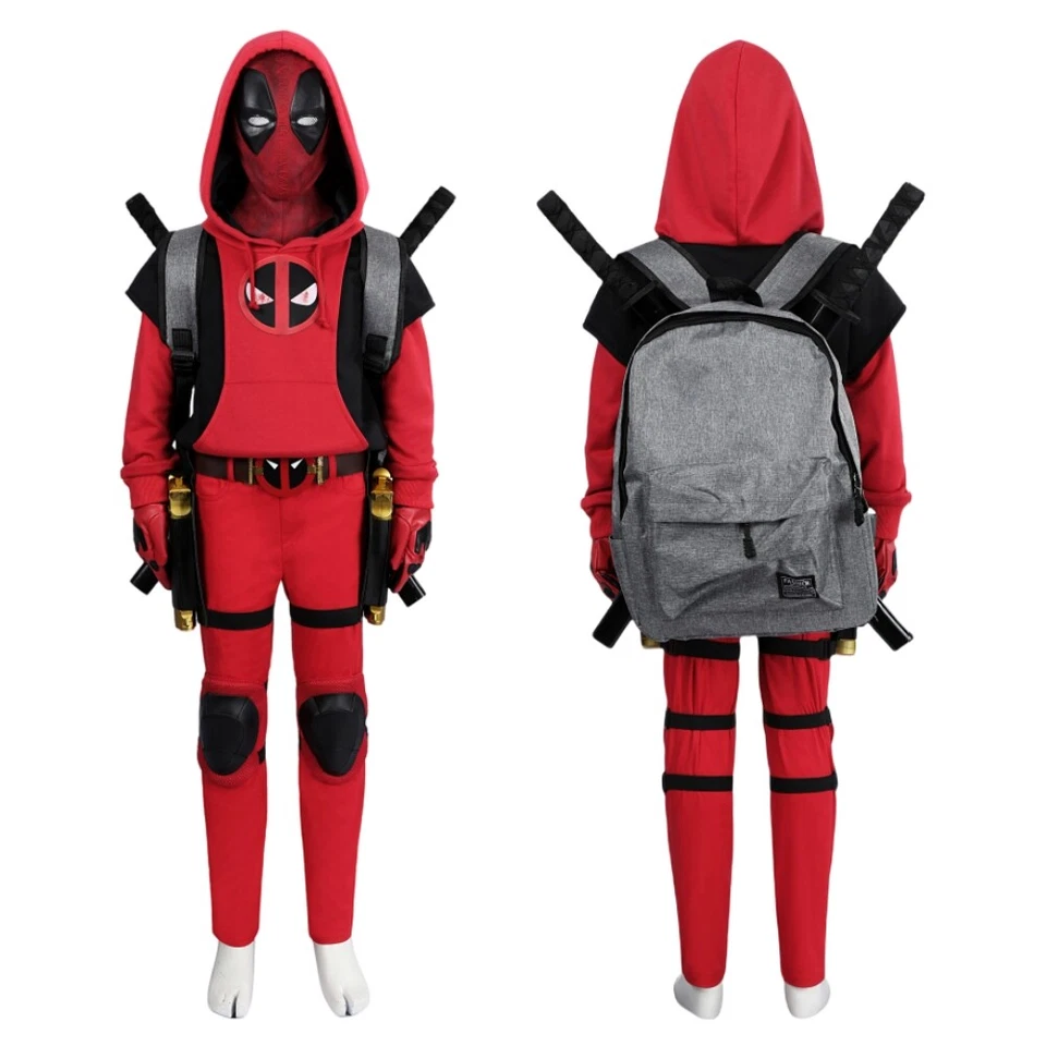 Xcoser Kids Deadpool 3 Kidpool Disfraz Disfraz Máscara Bolso Cinturón Guantes Conjunto Completo  Foto 2 de 4