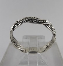 Sterling Silver 925 Braided Fancy Pattern Wedding Band Size 7
