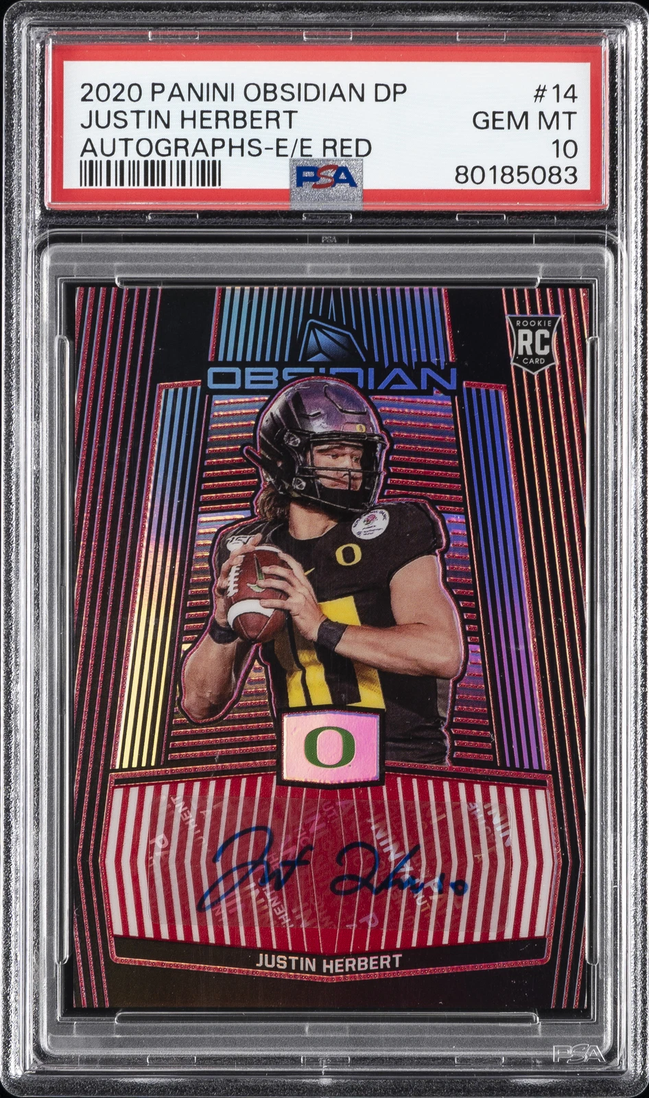 Justin Herbert Panini Obsidian Draft Picks Autographs #14 Autographs Electric Etch Red
