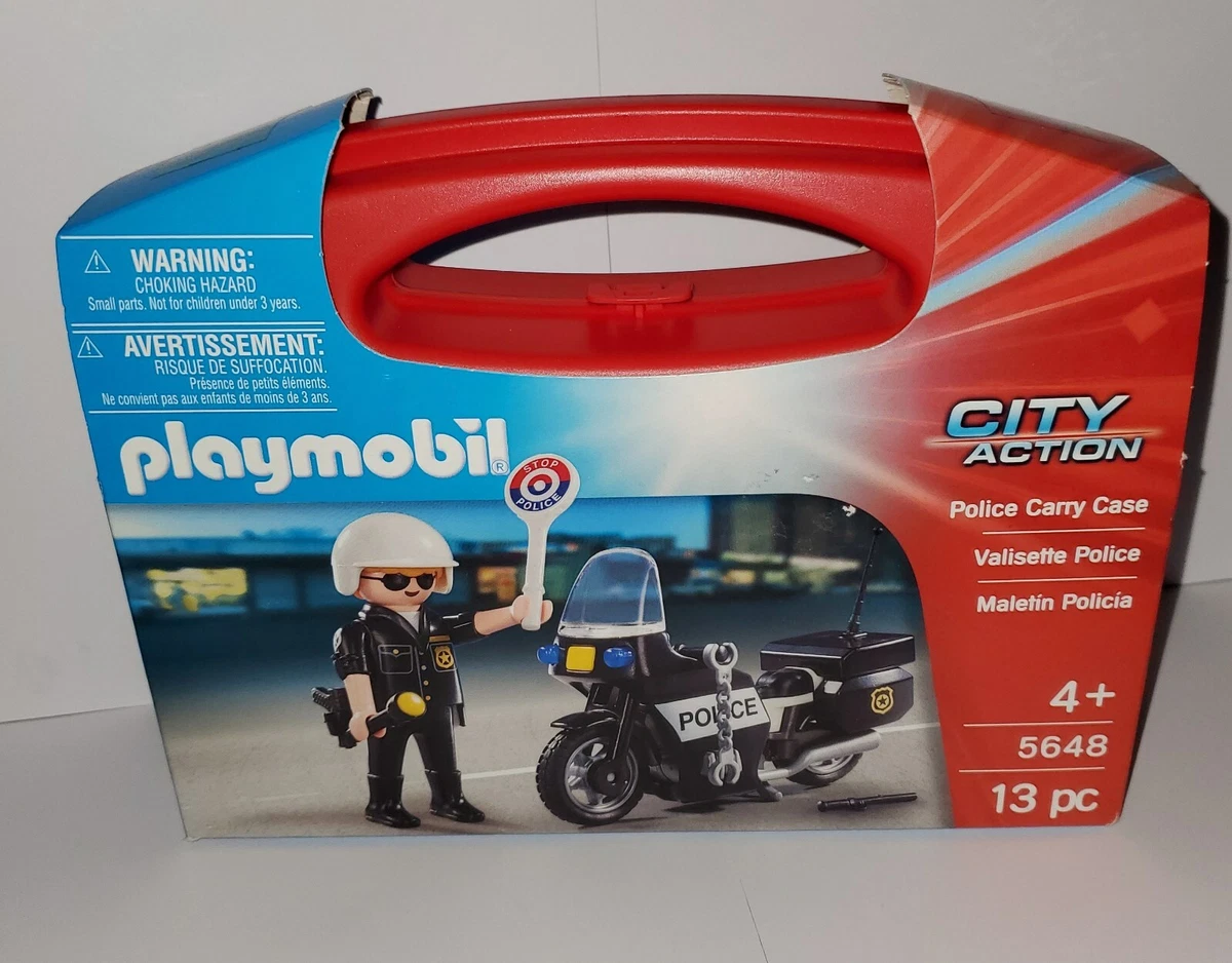 PLAYMOBIL City ACTION Set 5648 POLICE OFFICER &amp; MOTORCYCLE Case NEW | eBay