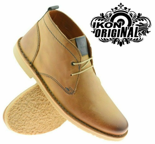Ikon Ripley Chukka Para hombre de cuero liso Botas al Tobillo Vestido  informal del Desierto Bronceado Tamaños | eBay