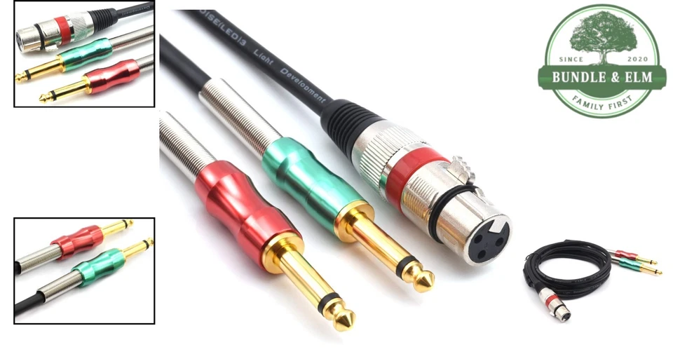 6.6FT XLR Female to 6.35mm Mono Male Audio Y Splitter Cable for Microphone - Image 2 of 4