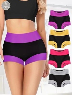 4 Pack Breathable Girl Ladies High Waist Pant Women's Panties Boxers Cotton