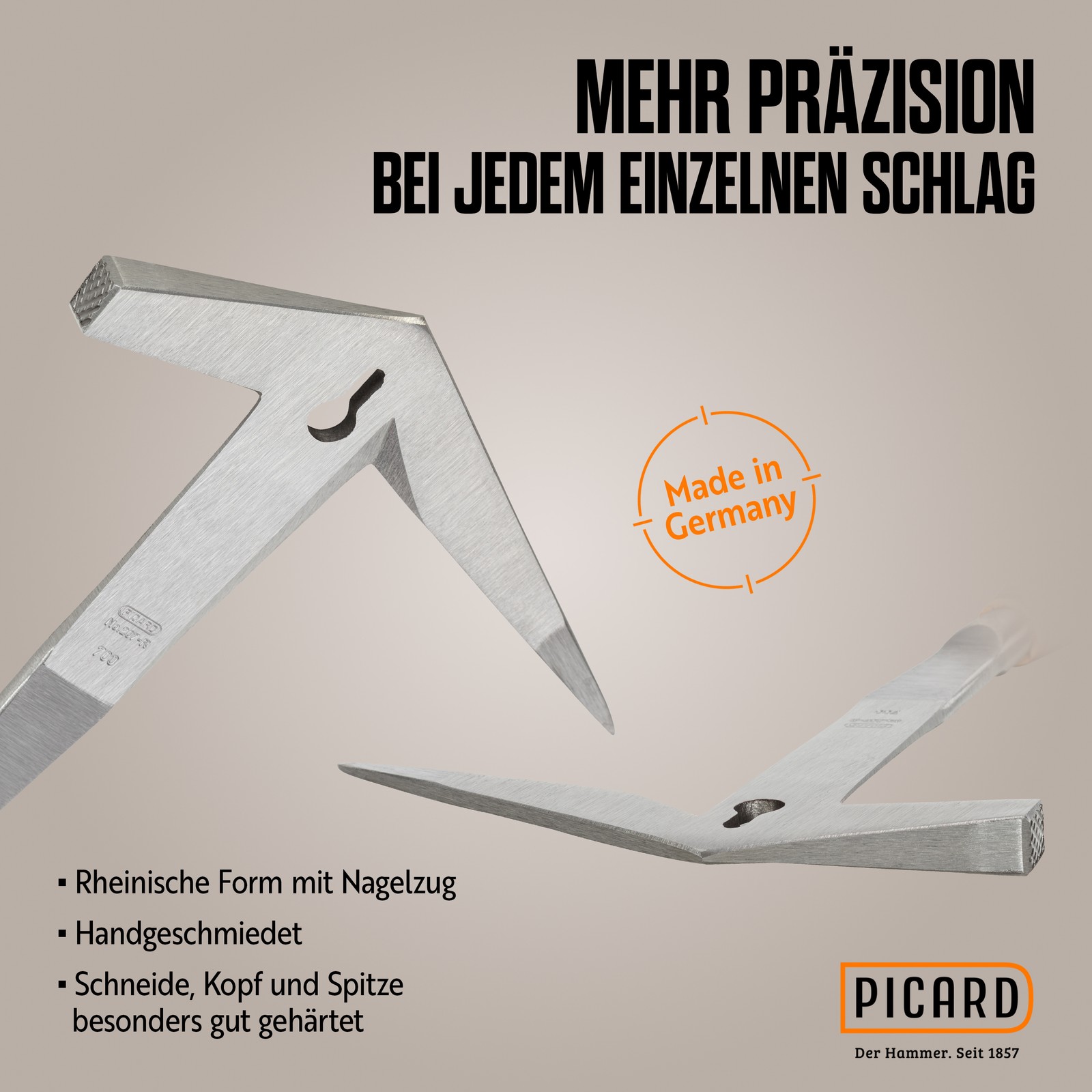 PICARD DACHKRONE Schieferhammer Nr. 207 R XL Haubrücke Nr. 209 gebogen Set