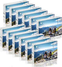 12-Pack Mini Acrylic Picture Frames 2.5x3.5 Inch, Clear Double-Sided Magnetic Bu