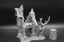 Tabletop Terrain Fantasy Coven House Ruin 2 Story With Tree Dnd RPG wargame skir