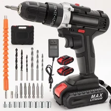 48V Electric Drill 3/8" Power Cordless Screwdriver Drill Set with 2 Battery Kit
